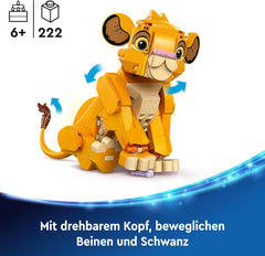 LEGO ǀ Disney Simba, das Löwenjunge des Königs, Bauspielzeug für Kinder, Fantasy-Spielset mit Löwenfigur, Coole Geschenkidee für Mädchen und Jungen ab 6 Jahren, Kinderspielzeug 43243