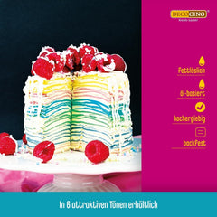 Decocino Pastă de colorare liposolubilă Set de 6 – 6 x 15 g – Coloranți alimentari în roșu, alb, verde, galben, albastru și negru, ideali pentru colorarea prăjiturilor, fondantului și cremelor – Fără azo și gluten