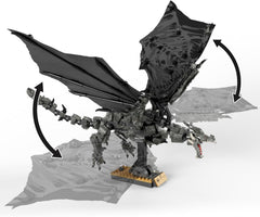 MEGA Skyrim Actionfigur Bauspielzeug, Alduin der Weltenfresser mit 619 Teilen, mit 1 Dragonborn-Figur, für Sammler, HXR98