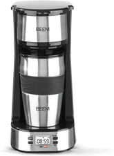 Espressor cu filtru unic BEEM THERMO 2 GO cu cană termică de 0,4 l | Filtru permanent | Cu cronometru de 24 de ore pentru o ceașcă de cafea fierbinte dimineața, fără așteptare | 750 W