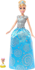 Disney Prinzessin-Spielzeug, Cinderella-Modepuppe mit Freundefigur und 12 geheimen Mode- und Zubehörteilen, inspiriert vom Disney-Film, Geschenke für Kinder