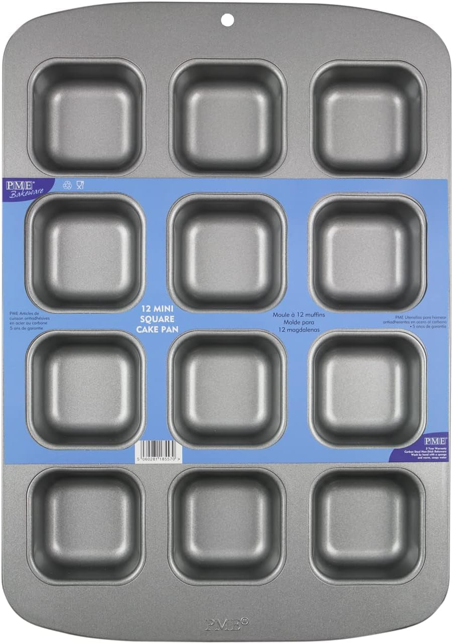 CSB106 Quadratische Antihaftbeschichtete Backform Mit 12 Minilöchern Aus Karbonstahl, Edelstahl, Silver, 37.3 X 26.1 X 3.1 Cm Matrite si tavi pentru copt Naty Shop