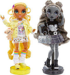 Rainbow High Shadow High Special Editon - Madison Twins Sunny & Luna - 2 Modepuppen mit gelben & grauen Designer-Mix & Match-Outfits mit Accessoires - Für Sammler und Kinder von 4-12 Jahren