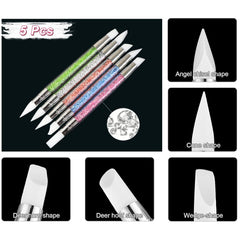 Qufiiry 5PCS Silikon Nagel Pinsel, Gel Schnitzen Pinsel, Silikon-Modellierpinsel Set, Doppel Köpfe DIY Maniküre Werkzeug