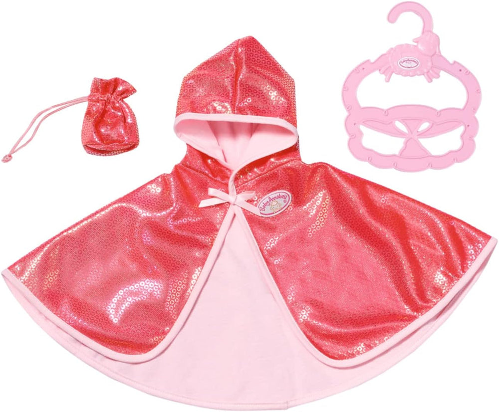 Baby Annabell Little Sweet Cape, rosa Puppenumhang mit Kapuze und Glitzerpailletten und Beutelchen, mit Kleiderbügel, für 36 cm Puppen, 706503 Zapf Creation