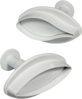 LY1002 Cutter pentru embosare cu motiv de crin cu nervuri, format mare, plastic, alb, 3 x 3 x 4 cm