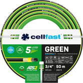 Furtun de grădină CELLFAST, furtun de apă cu 5 straturi, material textil dublu împletit cu bordură transversală, furtun de irigații, rezistent la UV, anti-alge, flexibil, 30 bar, 3,4 inci, 50 metri, verde