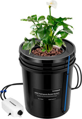 VIVOSUN DWC Hydrokultur Anbausystem mit Topf-Tropfkit, 5-Gallonen Tiefwasserkultur, Umwälz-Tropfgartensystem mit Mehrzweck-Luftschlauch, 8W Luftpumpe und Luftstein (1 Eimer + Top-Drip-Kit)