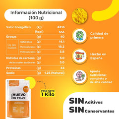 Eipulver aus Freilandeiern (1 kg) | Pasteurisiertes Vollei Pulver | Ohne Zusatzstoffe | Glutenfrei & laktosefrei | Vakuumverpackung im Zip-Beutel