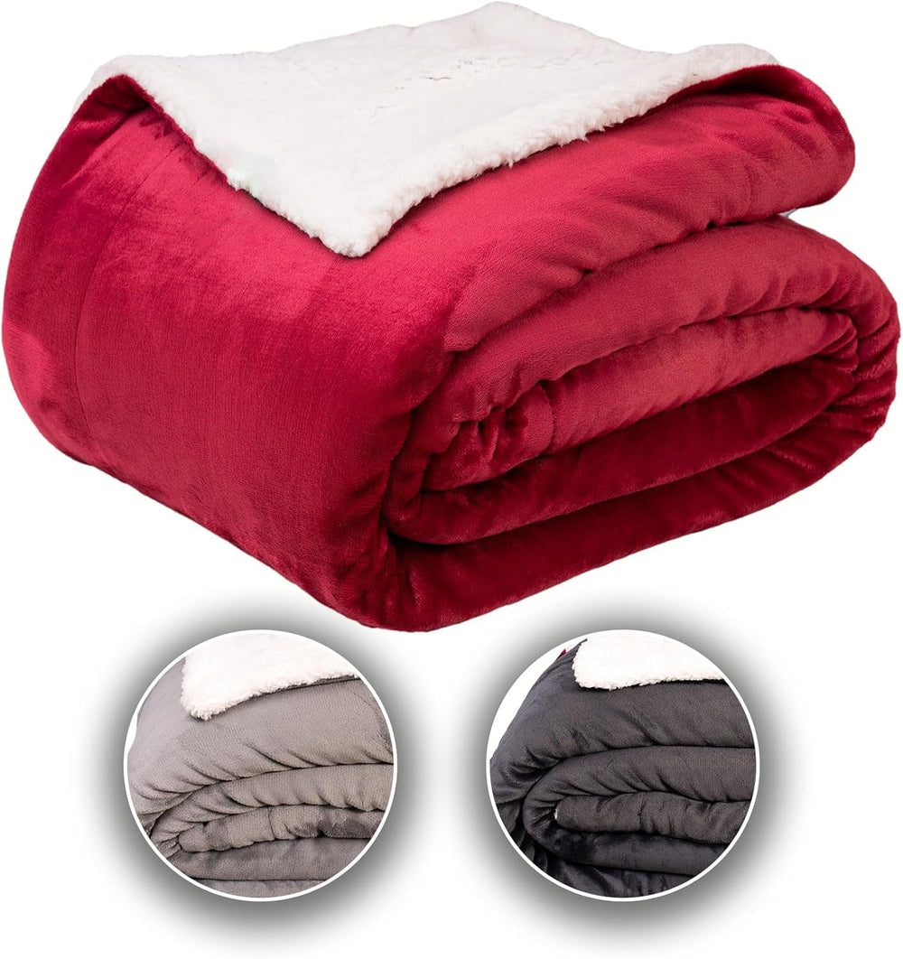 Komfortec pătură confortabilă 150X200 Cm, pătură pufoasă din fleece certificată Oeko-Tex, pătură caldă sherpa pentru canapea, pătură groasă pentru canapea, burgundy Paturi si Cuverturi Besuche den Komfortec-Store Burgundia 150 X 200 Cm