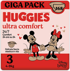 Scutece Huggies Ultra Comfort, mărimea 3 (4-9 kg), design Disney, 168 bucăți