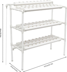Kit de creștere hidroponică cu 3 straturi cu 90/108 poziții de plantare și pompă de apă, sisteme de creștere a plantelor fără sol din PVC, kituri de creștere hidroponică pentru cultivarea legumelor și fructelor (108 poziții de plantare)