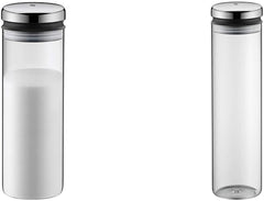 WMF Depot borcan de depozitare sticlă 1,5l, înălțime 28,5 cm, borcan de depozitare cu capac & Depot borcan de depozitare sticlă 2l, înălțime 36 cm, borcan de depozitare cu capac Cutii depozitare alimente Naty Shop Pachet cu borcan de sticlă de 2 litri