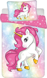 Lenjerie de pat pentru fetite, Unicorn, 100 x 135 cm si 40 x 60 cm, bumbac Lenjerie de pat - copii Naty Shop Default Title