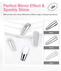 BISHENGYF Silver Chrome Nail Powder – Metal Holo Chromfarbener Nagelpuder, 1G Cromepulver Nägel Glitzer Glänzende Silver Nagelpulver Spiegeleffekt Pigment Nagelkunst, Diy-Design-Dekor Frauen Geschenk