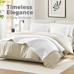 Comfort Spaces Kienna Quilt Set, cusături duble de lux, pătură de vară, ușoară, moale, lenjerie de pat pe tot parcursul anului, față de pernă asortată, albă, pătură pentru paturi King Size (264.2 X 228.6 Cm), Plapumi si pilote Naty Shop