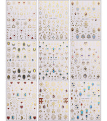 JMEOWIO Nagelsticker Herz Mond Stern 9 Blatt Nail Art Sticker Selbstklebend Nagelaufkleber Bunt Dekoration Nageldesign Zubehör
