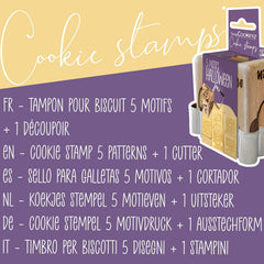 ScrapCooking – Ștampilă din lemn pentru patiserie cu modele de Halloween – cu 1 formă de biscuiți și formă de cub cu 5 fețe gravate în relief – 5298