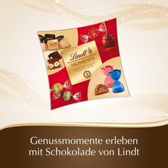 Ciocolată Lindt | Cutie Lindt Moments | 223g | Amestec rafinat din cele mai fine trufe LINDOR, cuburi NUXOR cu gust de nucă și FIORETTO crocant | Cadou de ciocolată