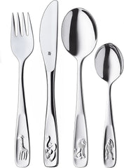 WMF Animals set de tacâmuri din oțel inoxidabil pentru copii, 4 piese, Cromargan lustruit Bucatarie Naty Shop