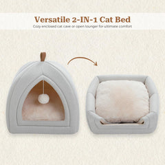 PAWZ Road Katzenhöhle mit waschbaren Kissen, Hundebett kleine Hunde, Kleintierhaus, Katzenschlafplatz-Bettchen, Katzenhaus Indoor, Beige, 40x40x40cm