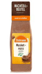 Ostmann Gewürze - Muskatnuss gemahlen | Ideal zum Würzen von Kartoffelgerichten | Zum Nachfüllen der Streudose | 50 g im wiederverschließbaren Beutel