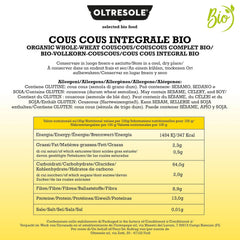 Cuscus integral organic 5 kg, făină de grâu dur integral organic, ideal pentru aperitive și garnituri sănătoase, format convenabil