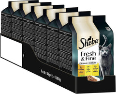 Sheba Portion Pouches Hrană umedă pentru pisici, pachet multiplu Fresh & Fine în jeleu cu curcan și pui, 6x6x50g - Hrană pentru pisici de înaltă calitate în jeleu cu curcan și pui