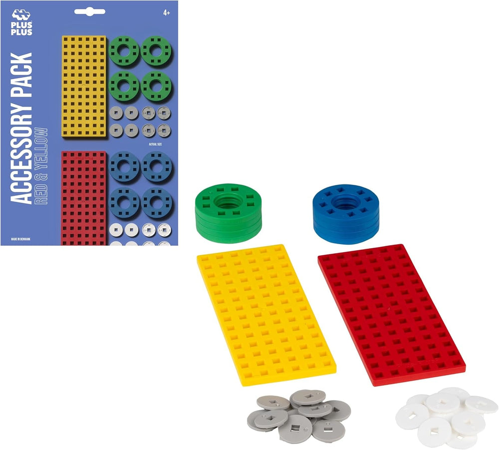 Plus-Plus Zubehörset mit Räder, rot/gelb