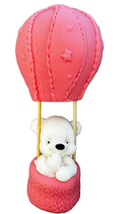 Decoratiune comestibila din zahar, Ursulet in balon Decoratiuni din Pasta de Zahar Naty Shop