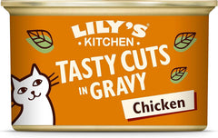 Hrană umedă naturală Lily's Kitchen pentru pisici adulte, la conservă, bucăți gustoase în sos cu pui, rețetă fără cereale (24 tăvi x 85 g)