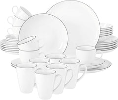 Seltmann Weiden - Lido Black Line - set de veselă 36 piese - porțelan (inclusiv 6 căni de cafea)
