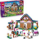 LEGO Friends Pferdestall und Reitschule - Lern-Spielset mit 3 Mini Puppen, 2 Pferdefiguren, einem Hundewelpen & Pflegezubehör - Geburtstagsgeschenk für Mädchen ab 7 Jahren - 42688