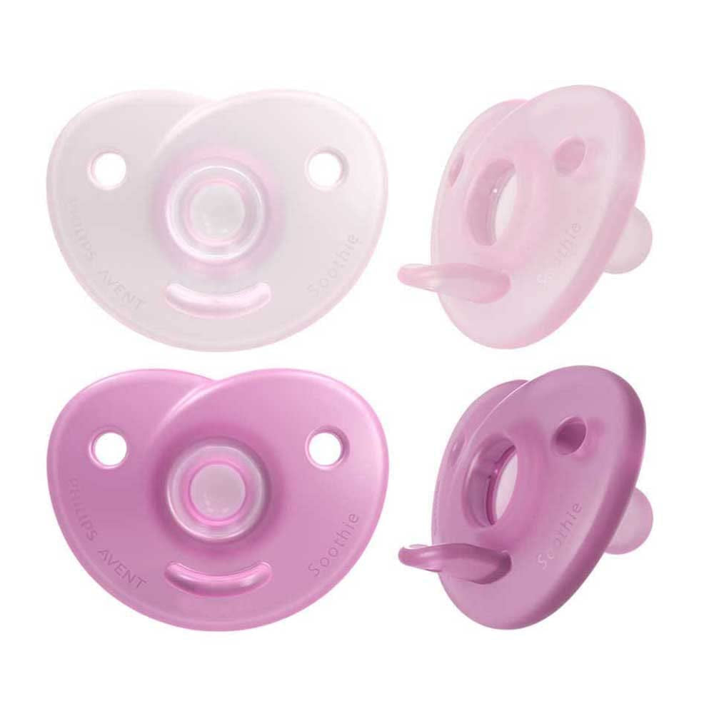 Philips AVENT Soothie – suzetă fără BPA pentru bebeluși cu vârsta cuprinsă între 0 și 6 luni, roz/roz deschis (model SCF099/22)
