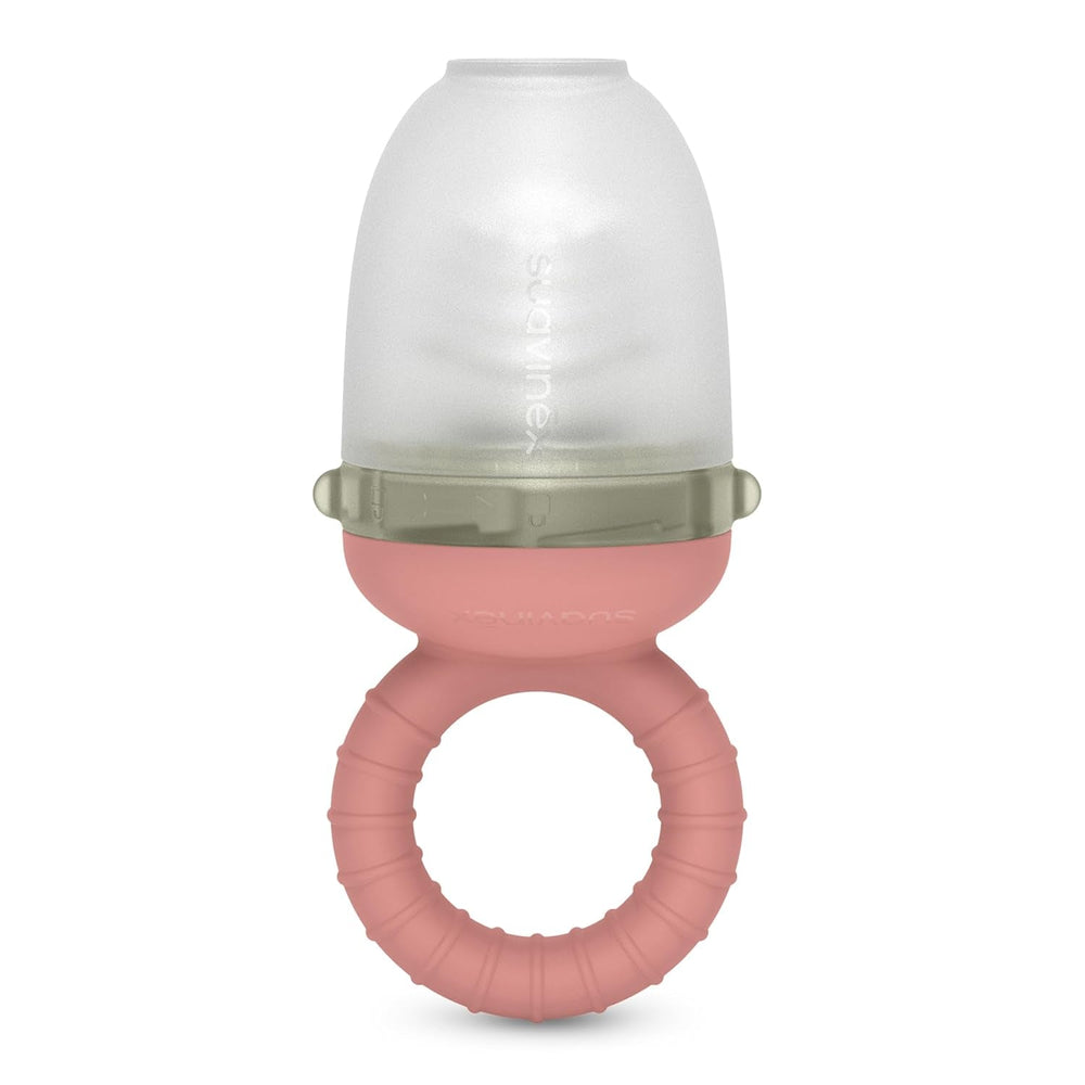Ronțăitorul Suavinex pentru bebeluși, protecție anti-sufocare, calitate alimentară, silicon, cu capac, ușor de curățat, potrivit pentru mașina de spălat vase și congelator, calmează gingiile, de la 6 luni, roz