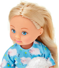 Simba 105733406 - Evi Love Good Night, Spielpuppe im süßen Schlafanzug mit Kuscheltier und Zahnputzzubehör, 12cm, ab 3 Jahre
