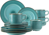 Set de cafea Prospero Premium pentru 4 persoane, calitate restaurant, serviciu de cafea modern cu 12 piese în stil vintage unic, porțelan durabil, albastru
