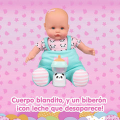 Magische Flasche, weiche Babypuppe, die Flüssigkeit aus der Flasche verschwindet, wenn das Baby fertig ist. Für Jungen und Mädchen ab 10 Monaten (Famosa NFN86000)