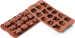 Silikomart 199199, matrita pentru ciocolata, model de Primavara, 15 praline, Maro Bucatarie Naty Shop