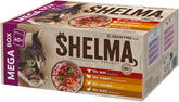 Shelma Hrană umedă pentru pisici Megapack cu carne de vită, curcan, pui și rață – Hrană completă fără cereale cu conținut ridicat de carne – 40 x 85 g (3,4 kg)