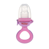Nuby - Hrănitoare de fructe din silicon Nibbler - Hrănitoare de fructe pentru bebeluși de 6 luni și copii mici - Inel de dentiție pentru fructe, legume și piure - Fără BPA - Roz - 6+ luni