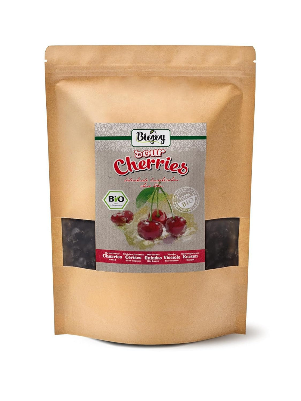 Cireșe bio Biojoy uscate (1 kg), fără sâmburi și nesulfurate Produse deshidratate Naty Shop 1 kg (1 pachet)