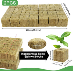Cuburi pentru răsaduri Rockwool, 56 bucăți, 4x4x4cm. Ecologice și bine aerate pentru cultivarea fără sol a răsadurilor, butașilor și clonelor.