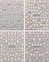 JMEOWIO 3D Nagelsticker Blumen Nail Art Sticker Selbstklebend Nagelaufkleber 5D Stereoskopisch Sommer Frühling Blumen Dekoration Nageldesign Zubehör 4 Blatt