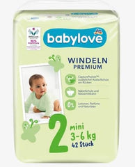 Scutece premium mărimea 2, mini, 3-6 kg, 42 bucăți
