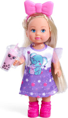 Simba Evi Love Bubble Tea – Puppe (12 cm) im süßen Bubble-Tea-Outfit mit Haarband & Becher, Mode- & Rollenspiel für Kinder ab 3 Jahren