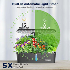 Sistem de creștere hidroponică pentru 12 plante, grădină de plante aromatice de interior cu cronometru automat, pompă, kit inteligent de creștere a grădinii reglabil pe înălțime (semințele nu sunt incluse)