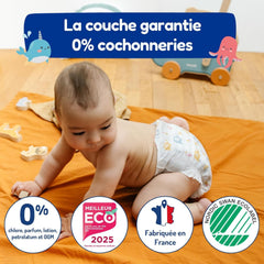 - Windeln Größe 4+ 9-20 kg – Ökologische Babywindeln – natürliche Babypflege, hypoallergen, ohne Parfüm und auslaufsicher – hergestellt in Frankreich – 126 Einwegwindeln – 1 Monat