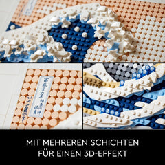 LEGO 31208 Art Hokusai – Große Welle, 3D Japanische Wanddeko, Bastelset, gerahmte Ozean-Leinwand, Hobbys für Erwachsene, DYI, Home- und Büro-Deko