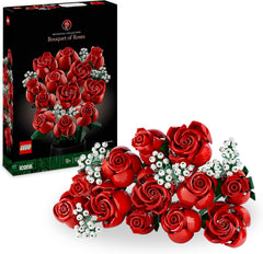 LEGO Botanicals Rosenstrauß - Set aus Kunstblumen für Erwachsene - mit 12 künstlichen Rosen & 4 Zweigen Schleierkraut - DIY Deko zum Bauen - Geschenkidee zum Muttertag - 10328